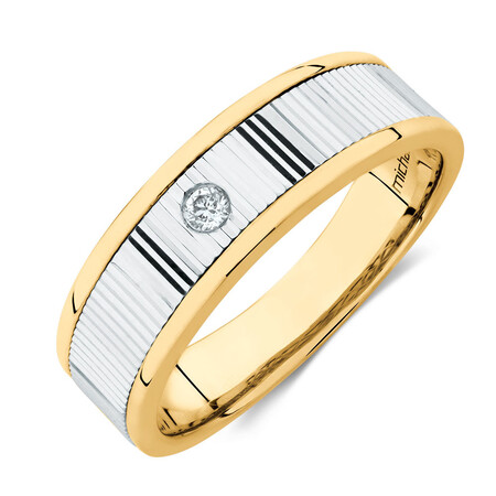 Men's Ring with Diamonds in 10kt Yellow & White Gold Men's Ring with Diamonds in 10kt Yellow & White Gold