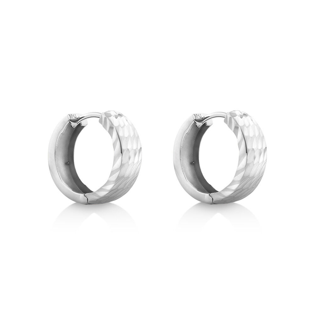 11mm Huggie Earrings 10kt White Gold