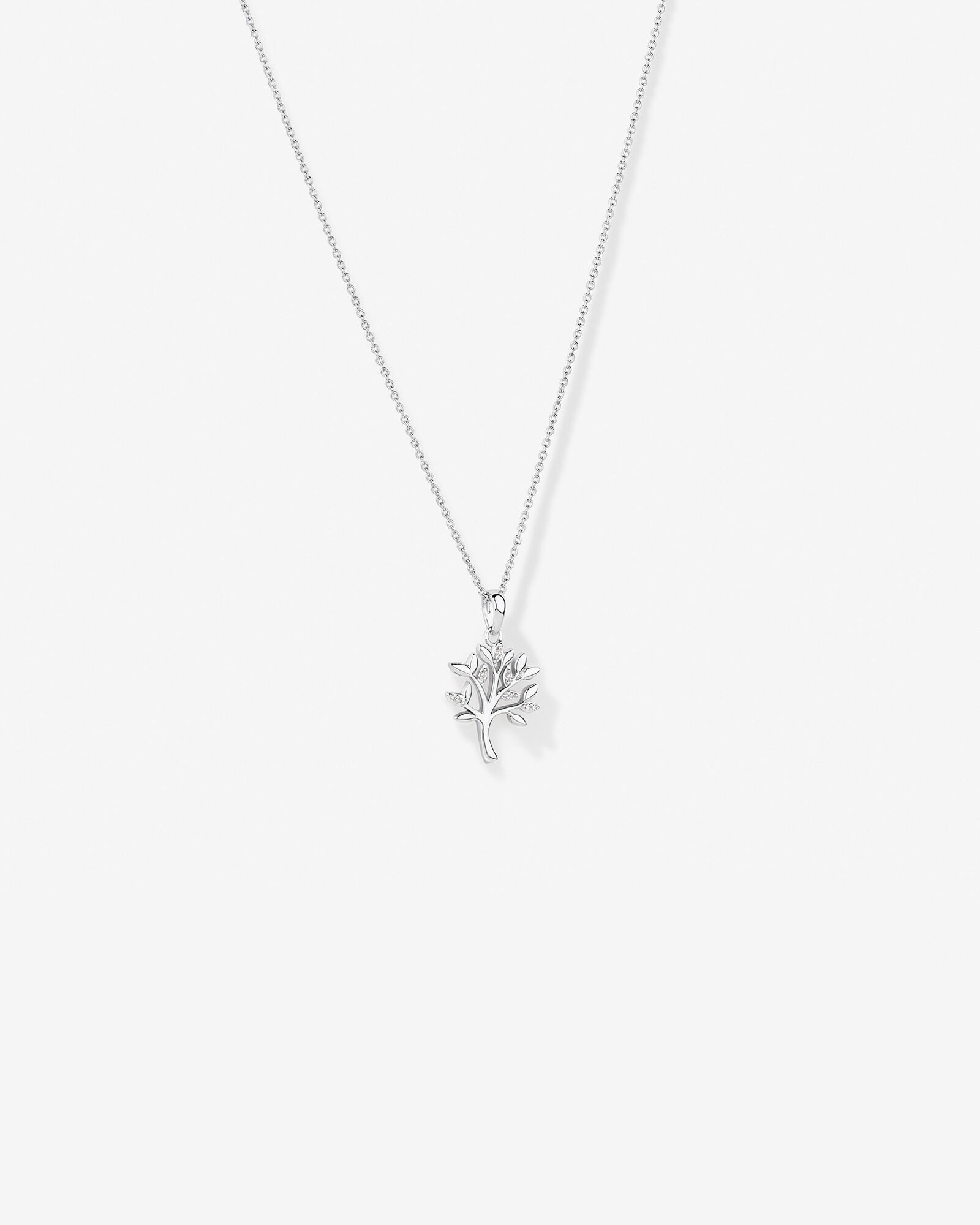 Tree of Life Pendant and Chain with Cubic Zirconia Sterling Silver