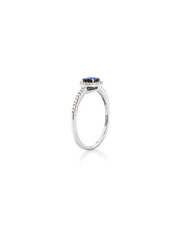 Halo Ring with Sapphire & 0.15 Carat TW of Diamonds in 10kt White Gold Halo Ring with Sapphire & 0.15 Carat TW of Diamonds in 10kt White Gold