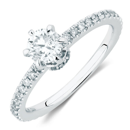 Sir Michael Hill Designer Engagement Ring With 0.70 Carat TW Of Diamonds In 14kt White Gold