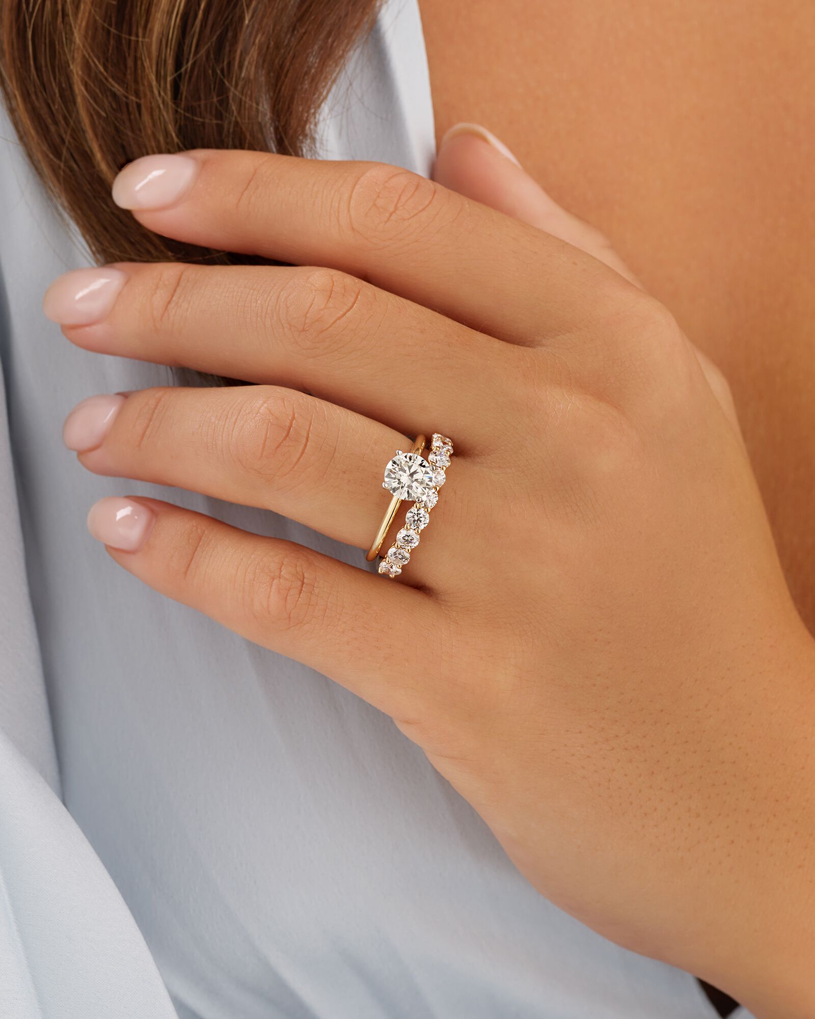Alliance ronde TW en diamant brillant de laboratoire TW de 1,30 carat en or jaune 14 carats