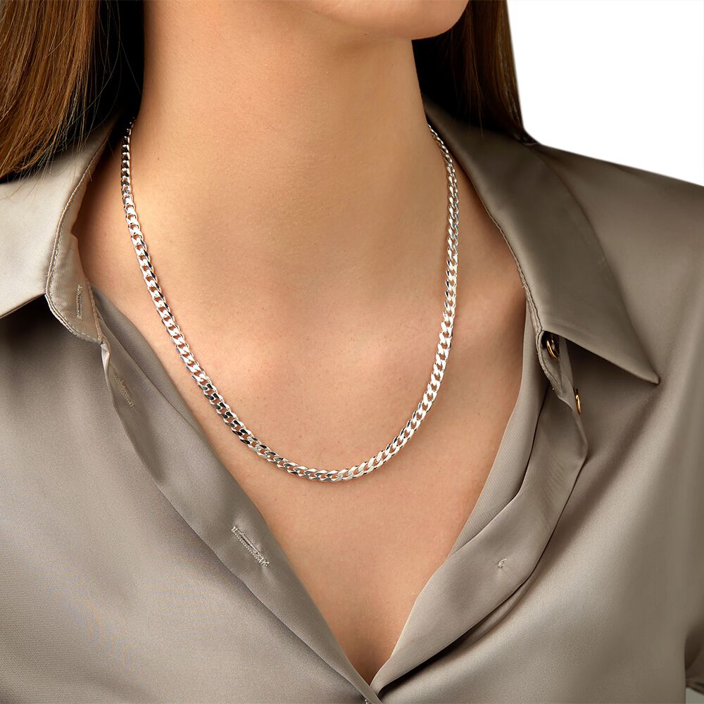 Silver curb chain 2025 womens