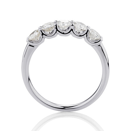 Five Stone Ring with 1 Carat TW of Diamonds in 10kt White Gold Five Stone Ring with 1 Carat TW of Diamonds in 10kt White Gold