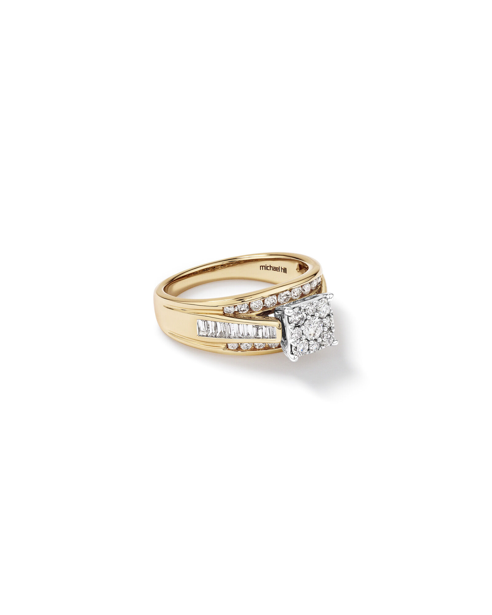 Engagement Ring with 1.00 Carat TW of Diamonds in 14kt White and Yellow Gold