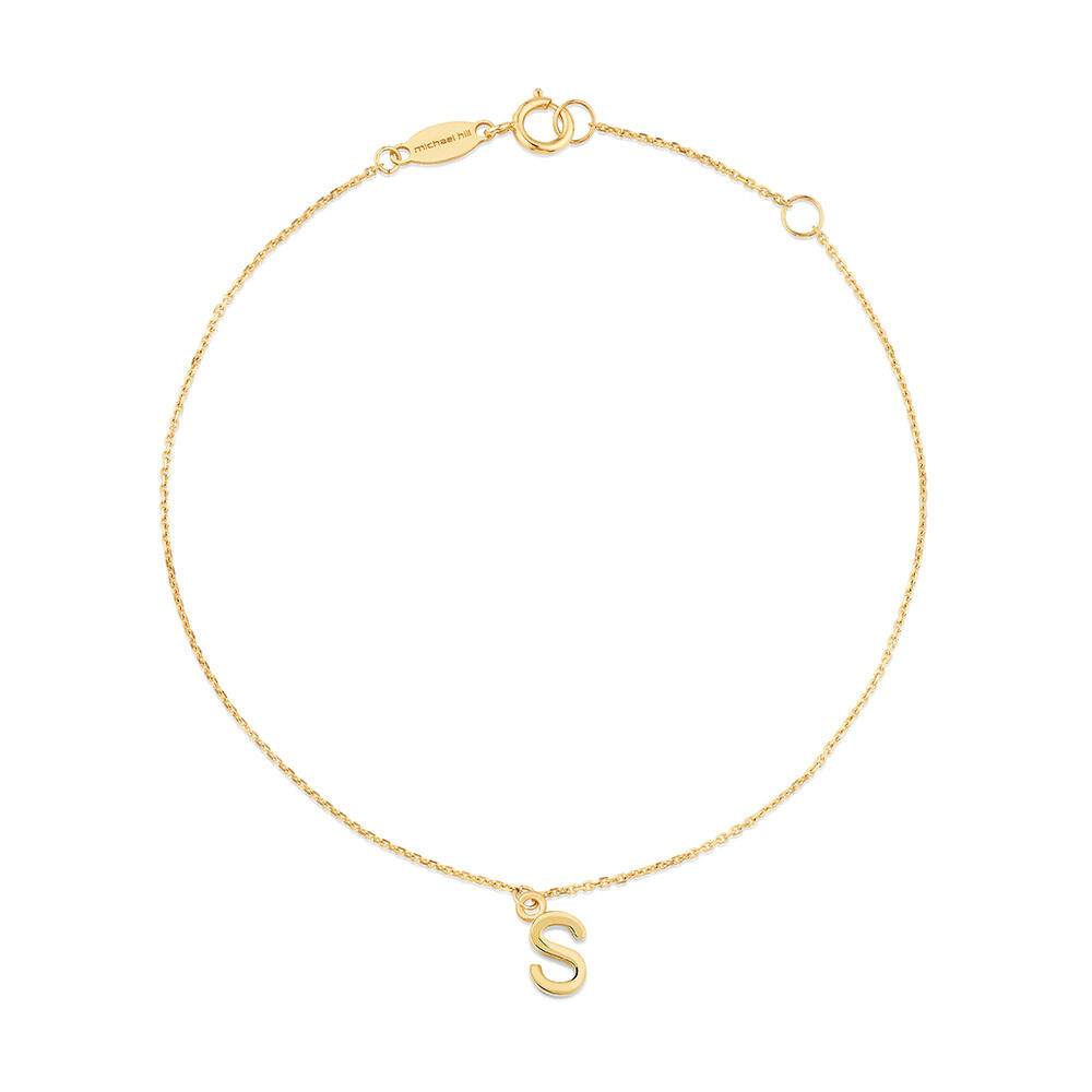 Collier à pendentif initiale S en or jaune 10 K