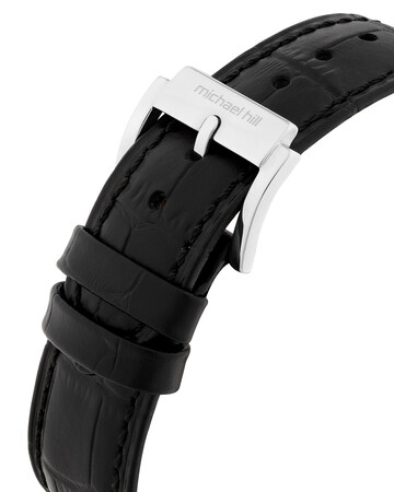 Men's Watch in Stainless Steel & Black Leather Men's Watch in Stainless Steel & Black Leather