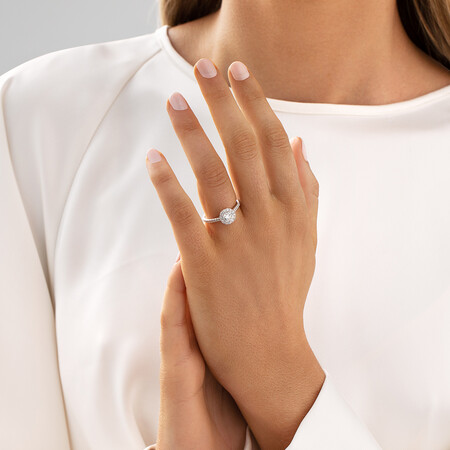 Engagement Ring with 0.92 Carat TW of Diamonds in 14kt White Gold Engagement Ring with 0.92 Carat TW of Diamonds in 14kt White Gold