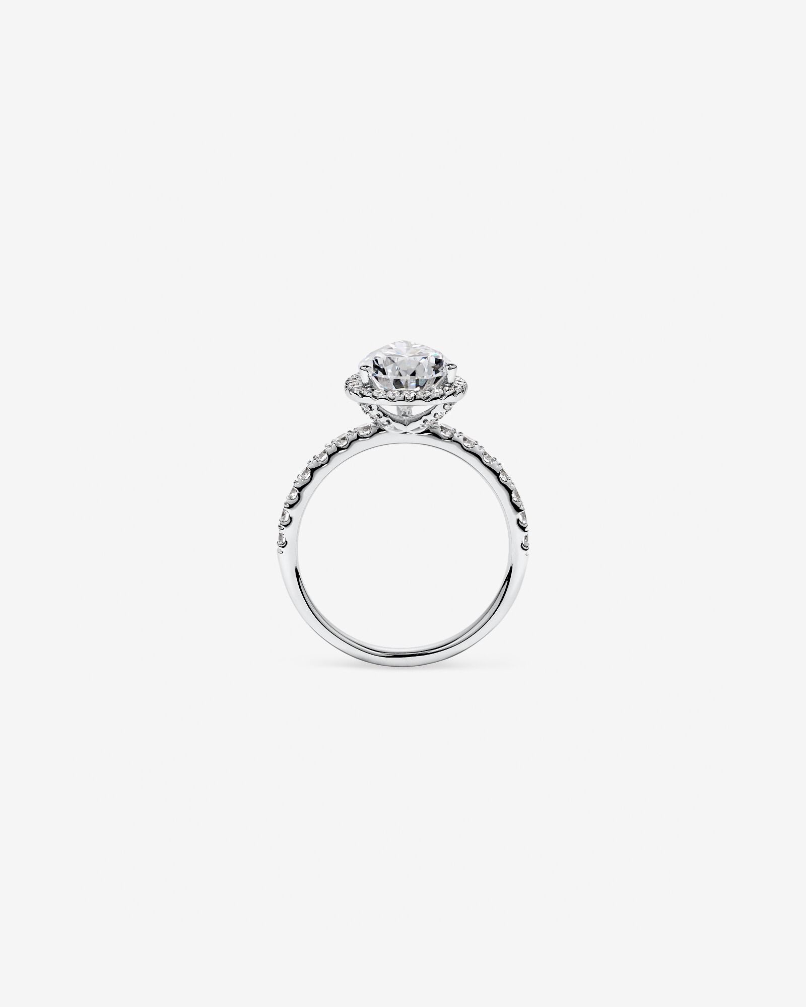 3.60 Carat TW Pear Cut Laboratory-Grown Diamond Halo Engagement Ring in 18kt White Gold