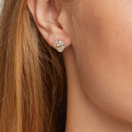 Earrings with Morganite & 0.50 Carat TW Of Diamonds in 10kt Rose Gold Earrings with Morganite & 0.50 Carat TW Of Diamonds in 10kt Rose Gold