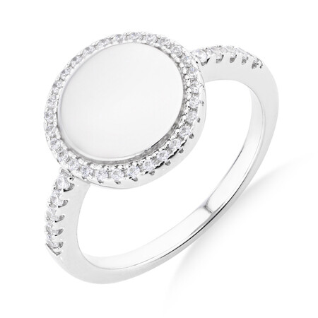 Round Ring with Cubic Zirconia in Sterling Silver