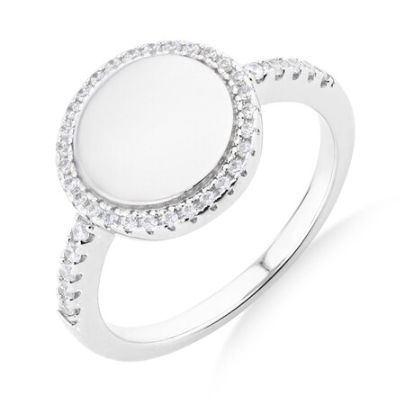 Round Ring with Cubic Zirconia in Sterling Silver Round Ring with Cubic Zirconia in Sterling Silver