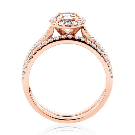 Evermore Bridal Set with Morganite & 0.54 Carat TW of Diamonds in 14kt Rose Gold Evermore Bridal Set with Morganite & 0.54 Carat TW of Diamonds in 14kt Rose Gold