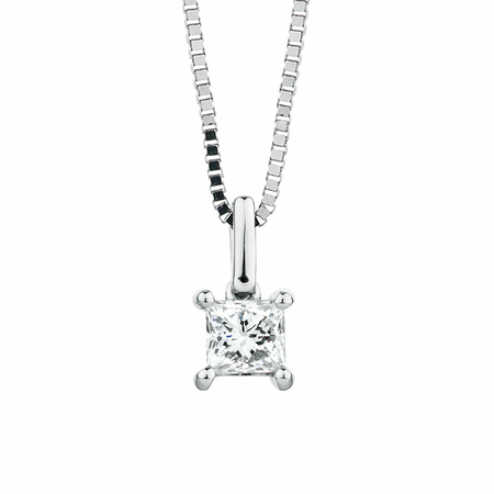 Solitaire Pendant with a 1/2 Carat Diamond in 14kt White Gold Solitaire Pendant with a 1/2 Carat Diamond in 14kt White Gold