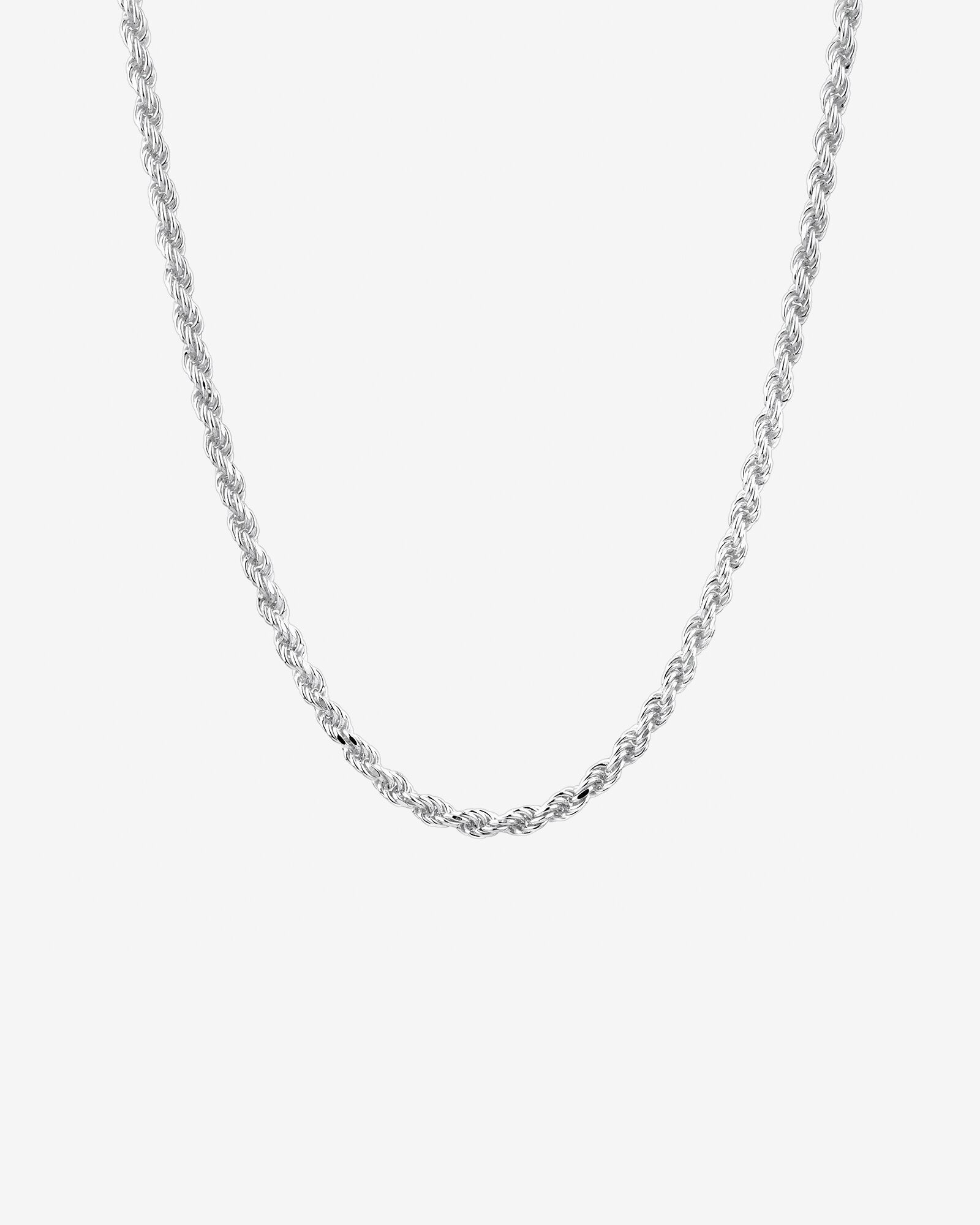 50cm (20") 3.5mm-4mm Width Rope Chain in Sterling Silver