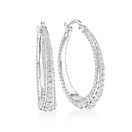Deco Hoop Earrings with 2.50 Carat TW of Diamonds in 10kt White Gold Deco Hoop Earrings with 2.50 Carat TW of Diamonds in 10kt White Gold
