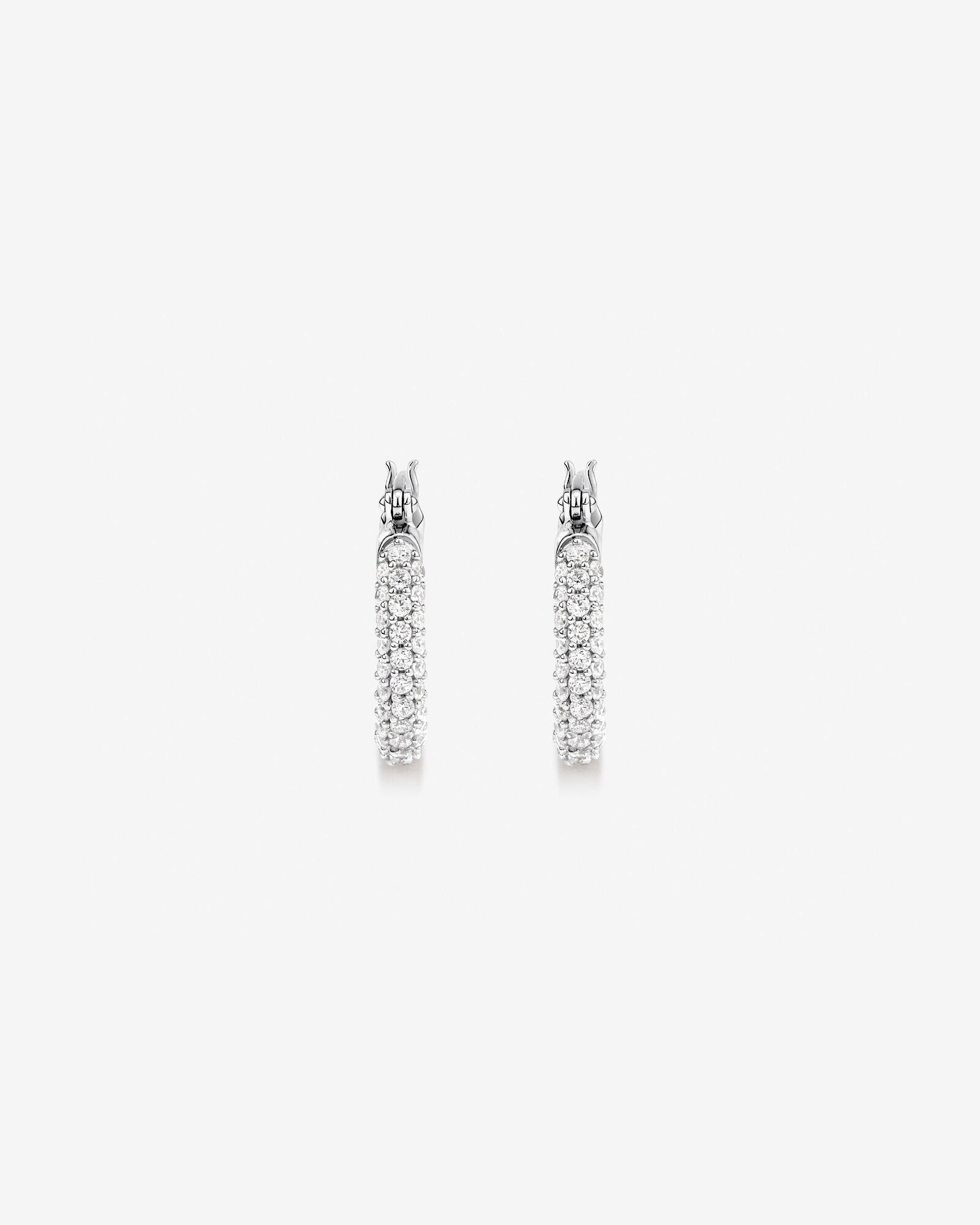 Pavé Cubic Zirconia Small Hoop Earrings in Sterling Silver