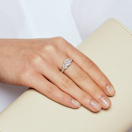 Ring with Pink Sapphire & 1/4 Carat TW of Diamonds in 10kt White Gold Ring with Pink Sapphire & 1/4 Carat TW of Diamonds in 10kt White Gold