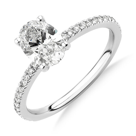 Laboratory-Created 1.14 Carat TW of Diamond Oval Ring In 14kt White Gold Laboratory-Created 1.14 Carat TW of Diamond Oval Ring In 14kt White Gold