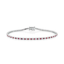 Tennis Bracelet with Ruby & 1 Carat TW of Diamonds in 10kt White Gold