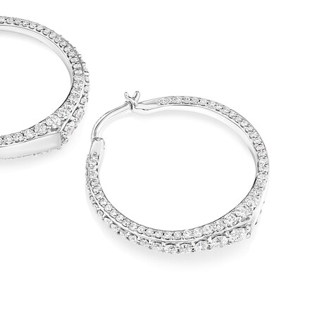 Deco Hoop Earrings with 2.50 Carat TW of Diamonds in 10kt White Gold Deco Hoop Earrings with 2.50 Carat TW of Diamonds in 10kt White Gold