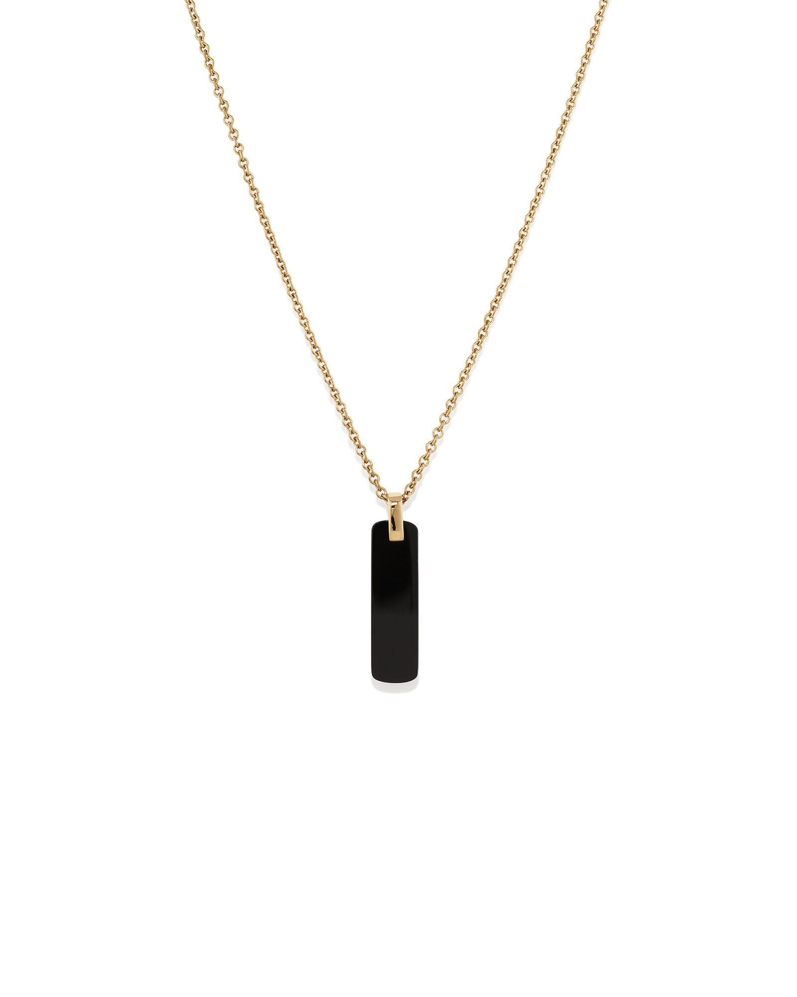 Men s Rectangular Onyx Pendant on Rolo Chain in 10kt Yellow Gold
