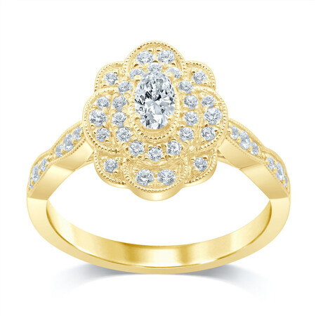 Flower Ring with 1/2 Carat TW of Diamonds in 14kt Yellow Gold Flower Ring with 1/2 Carat TW of Diamonds in 14kt Yellow Gold