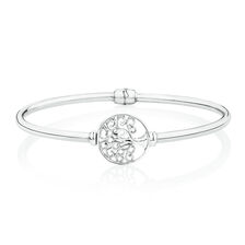 65mm Tree of Life Hinged Bangle in Sterling Silver
