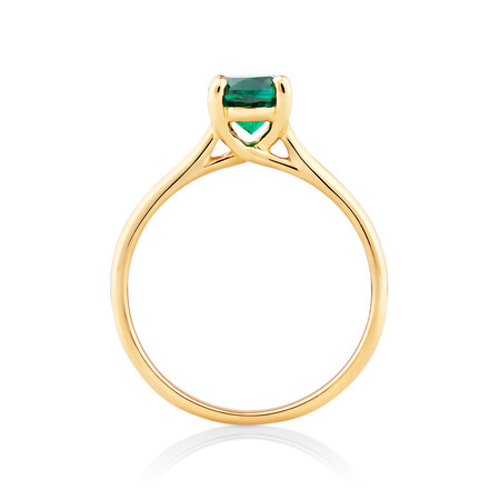 Ring with Laboratory Created Emerald in 10kt Yellow Gold Ring with Laboratory Created Emerald in 10kt Yellow Gold