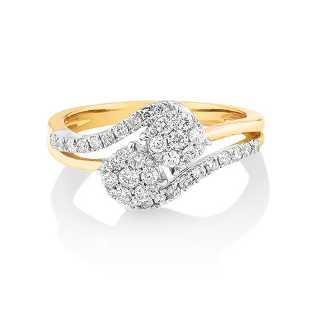 Double Cluster Engagement Ring with 0.50 Carat TW of Diamonds in 10kt Yellow Gold Double Cluster Engagement Ring with 0.50 Carat TW of Diamonds in 10kt Yellow Gold