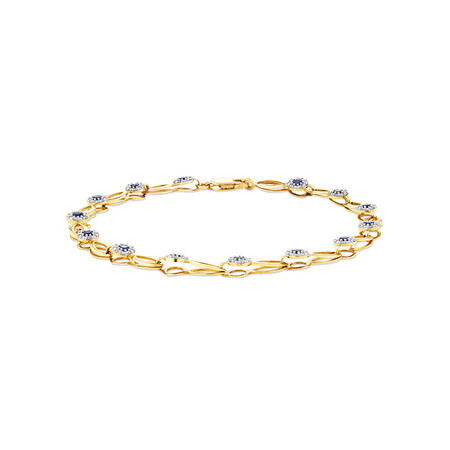 Bracelet with Created Sapphire & .25 Carat TW of Diamonds in 10kt Yellow Gold Bracelet with Created Sapphire & .25 Carat TW of Diamonds in 10kt Yellow Gold