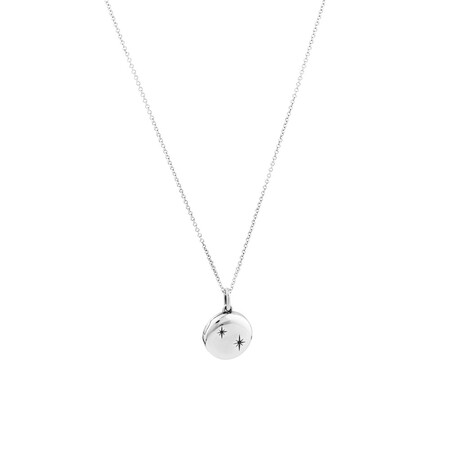 Mini Oval Locket with Cubic Zirconia in Sterling Silver Mini Oval Locket with Cubic Zirconia in Sterling Silver