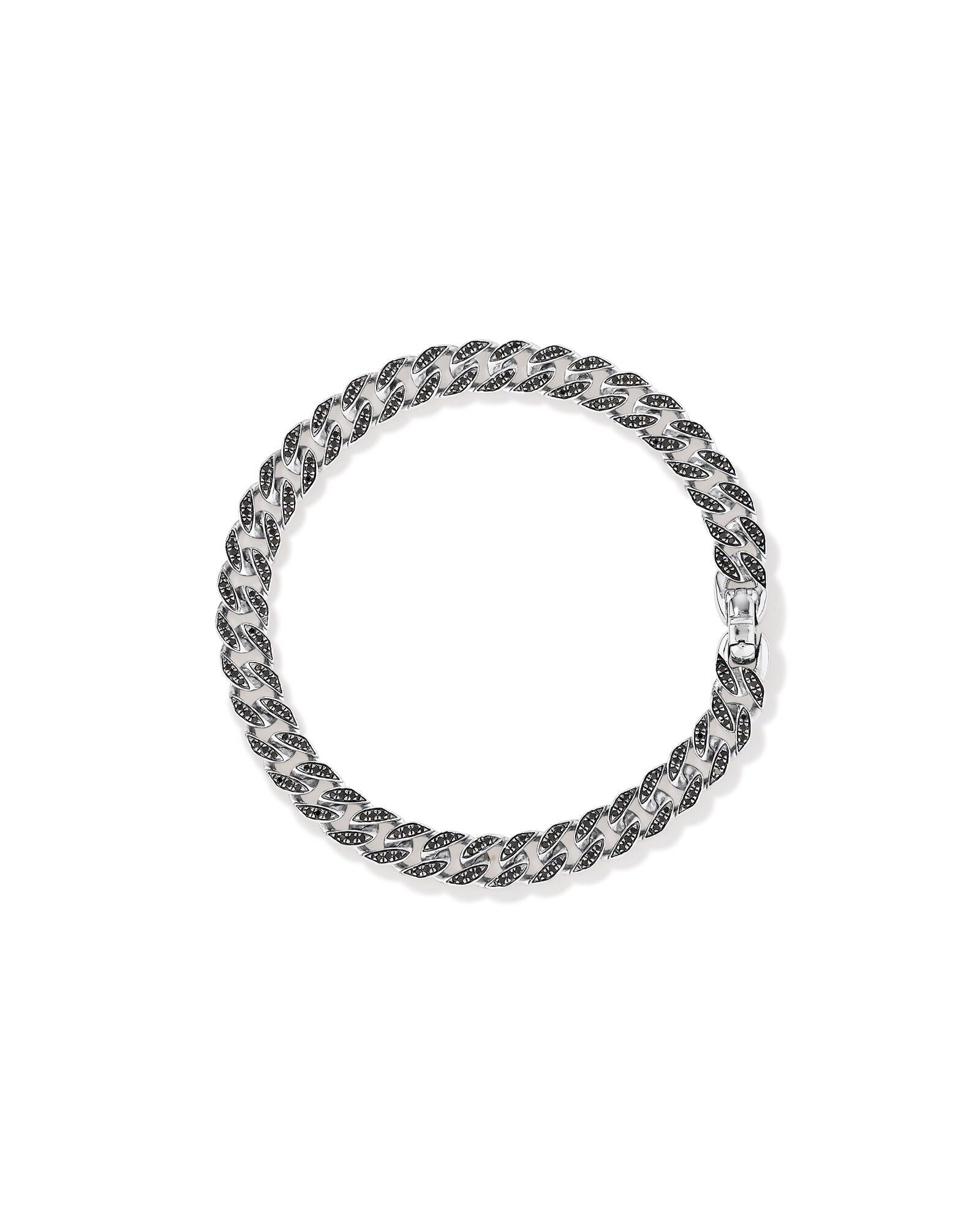Bracelet cubain pour hommes en argent sterling avec diamants noirs de 1,32 carat au total
