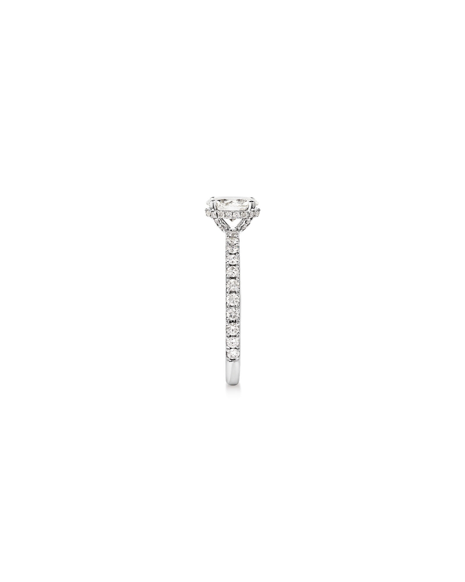 1.00 Oval TW Oval Cut Diamond Solitaire Pave Hidden Halo Engagement Ring in Platinum