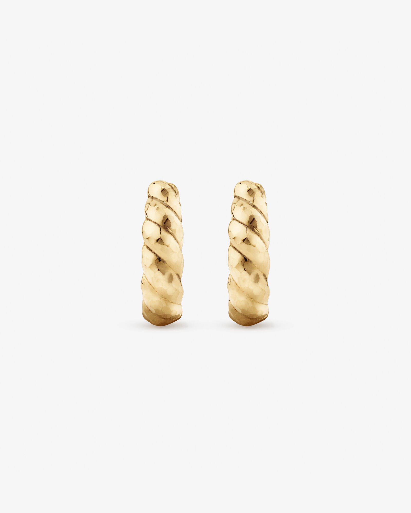 Diamond-Cut Dome Hoop Studs in 10kt Yellow Gold