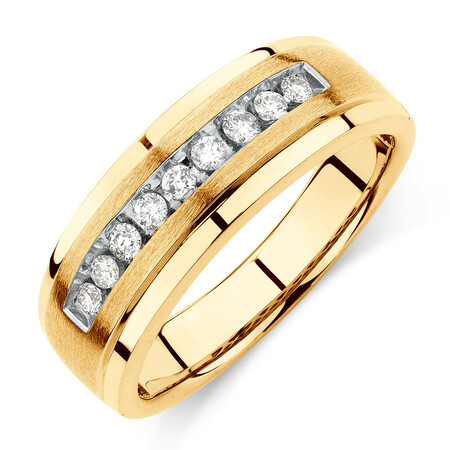 Men's Ring with 1/4 Carat TW of Diamonds in 10kt Yellow Gold Men's Ring with 1/4 Carat TW of Diamonds in 10kt Yellow Gold