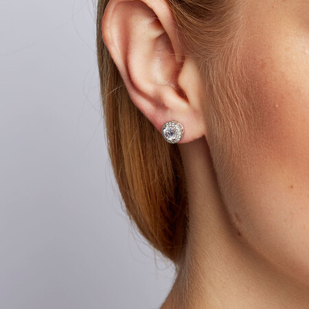 Stud Earrings with Cubic Zirconia in Sterling Silver Stud Earrings with Cubic Zirconia in Sterling Silver