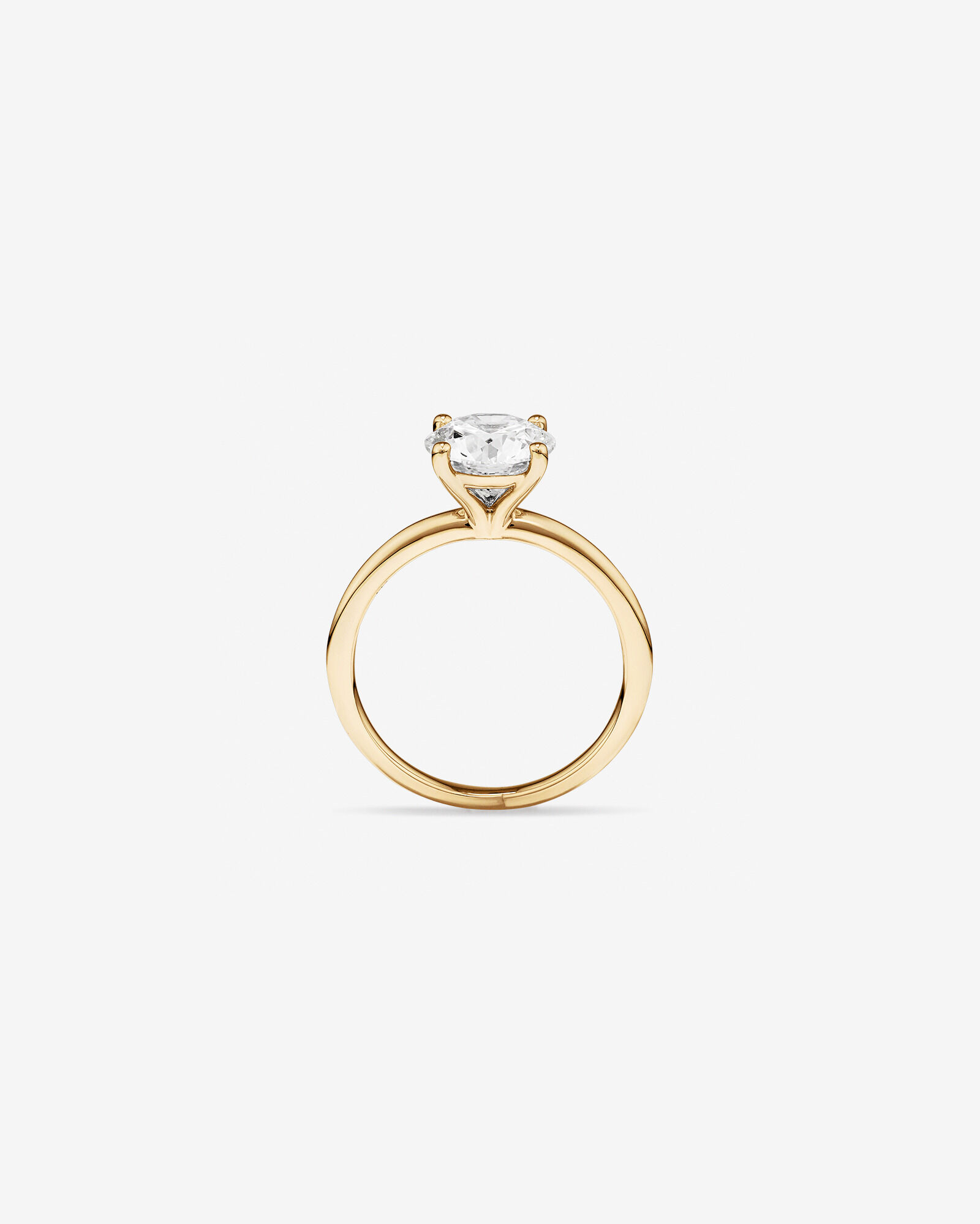Bague de fiançailles solitaire ronde en diamant brillant de laboratoire TW de 2 carats en or jaune 14 carats