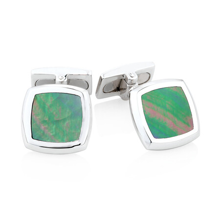 Square Mother of Pearl Cuff Links in Sterling Silver