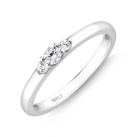 Three Stone Ring with Cubic Zirconia in Sterling Silver Three Stone Ring with Cubic Zirconia in Sterling Silver
