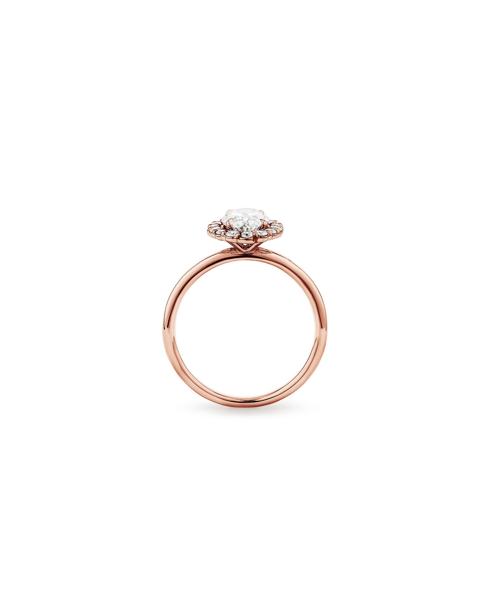 Carat TW Oval Cut Laboratory-Grown Diamond Halo Engagement Ring in 14kt Rose Gold