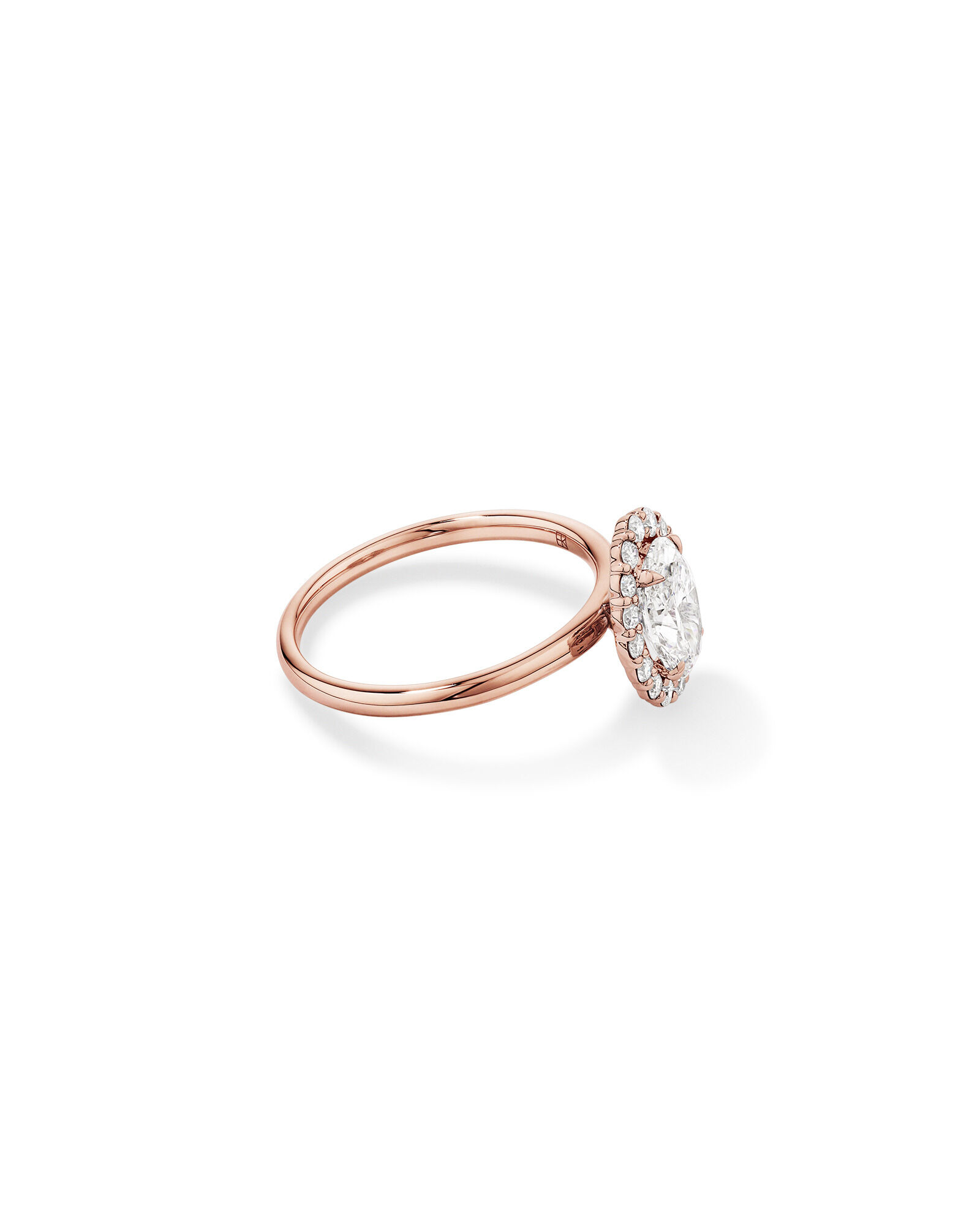 Carat TW Oval Cut Laboratory-Grown Diamond Halo Engagement Ring in 14kt Rose Gold