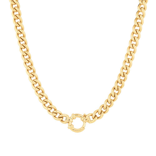 45cm 9.5mm-10mm Width Solid Curb Chain In 10kt Yellow Gold