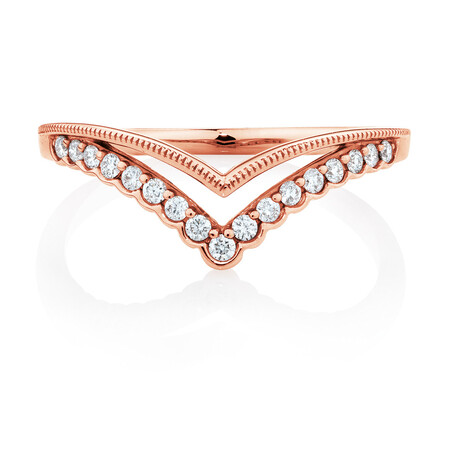 Evermore Chevron Wedding Band with 0.18 Carat TW of Diamonds in 10kt Rose Gold Evermore Chevron Wedding Band with 0.18 Carat TW of Diamonds in 10kt Rose Gold