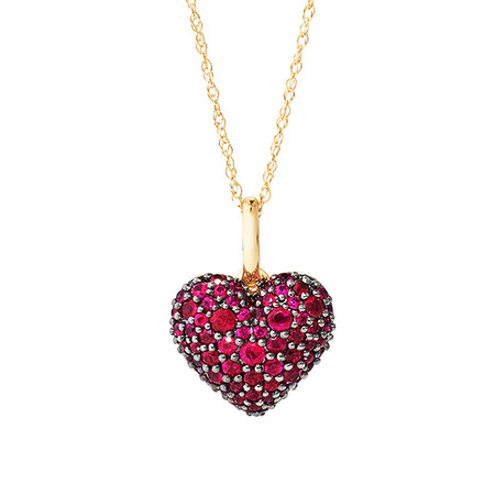 Heart Pendant with Ruby in 10kt Yellow Gold Heart Pendant with Ruby in 10kt Yellow Gold