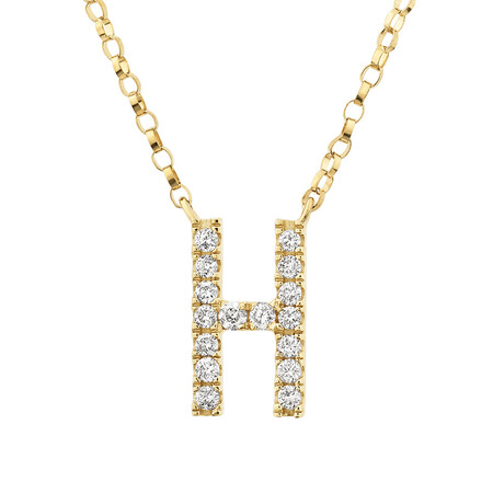 "H" Initial Necklace with 0.10 Carat TW of Diamonds in 10kt Yellow Gold