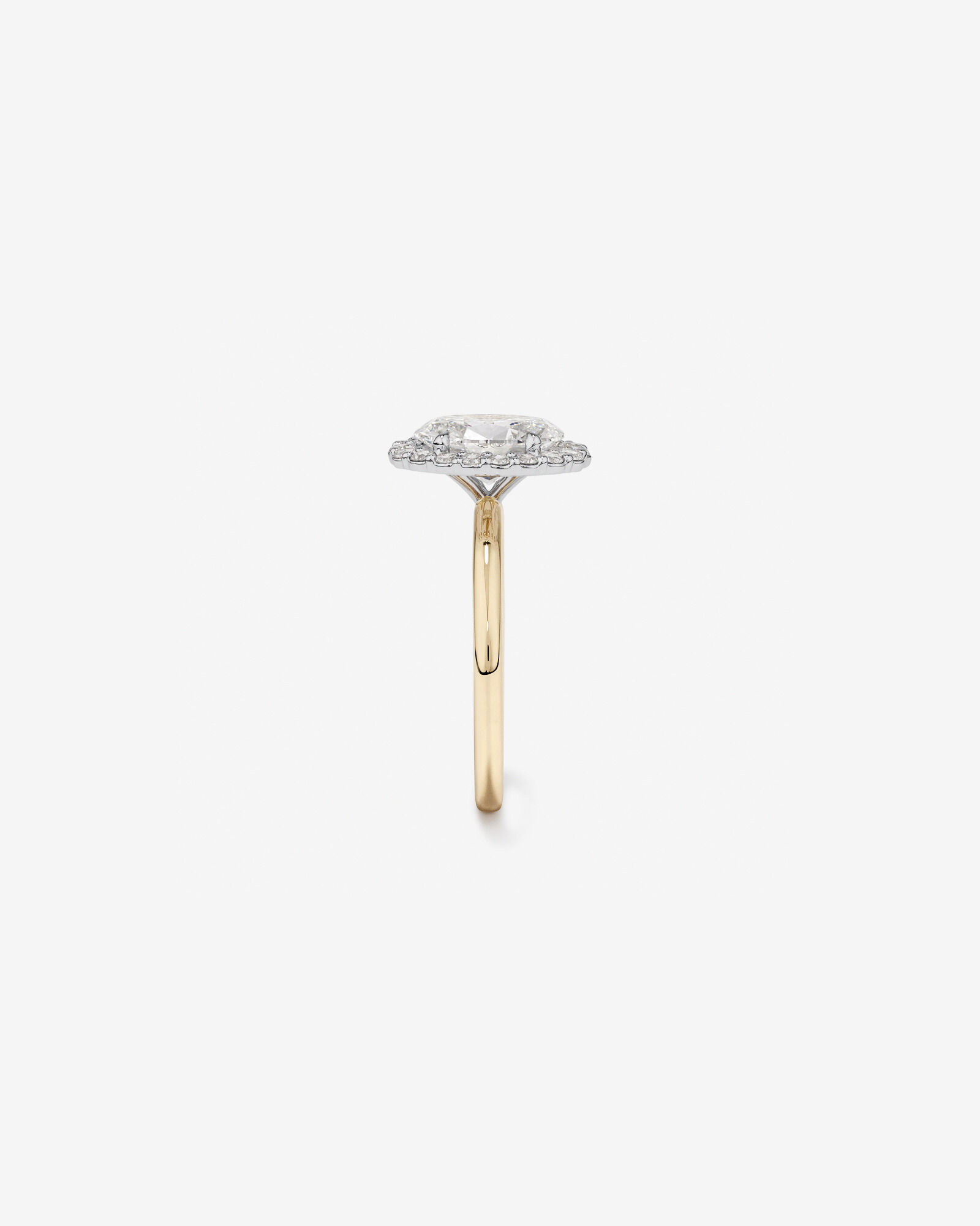 2.34 Carat TW Oval Cut Laboratory-Grown Diamond Halo Engagement Ring in 14kt Yellow and White Gold