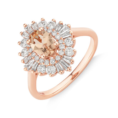 Ballerina Ring with Morganite & 0.75 Carat TW of Diamonds in 10kt Rose Gold Ballerina Ring with Morganite & 0.75 Carat TW of Diamonds in 10kt Rose Gold