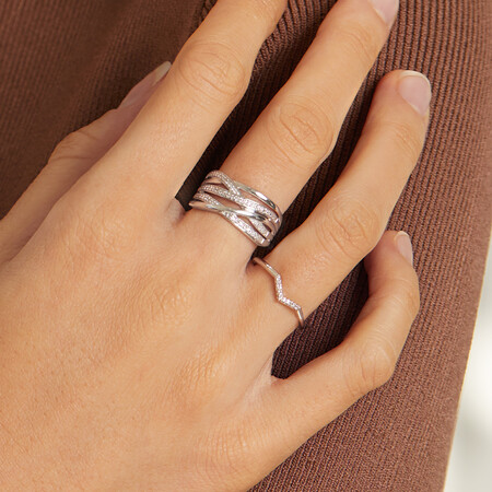 Arrow Ring with Diamonds in Sterling Silver Arrow Ring with Diamonds in Sterling Silver