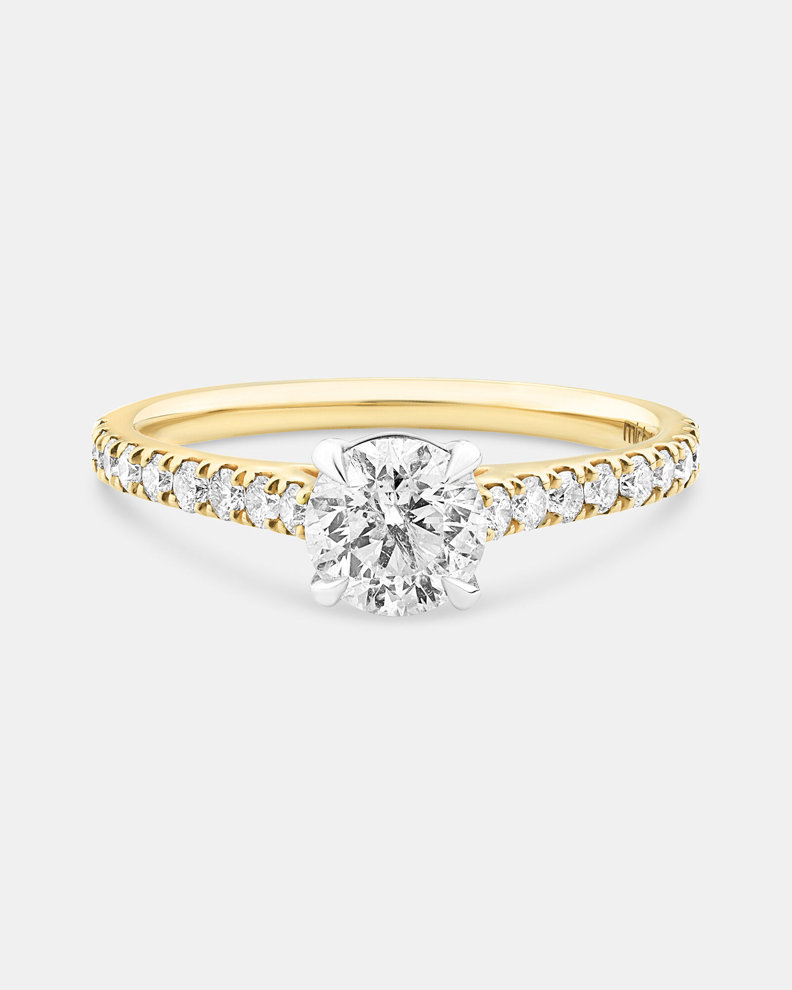Bague de fiançailles avec 1 1/4 carat de diamants en or jaune/blanc 14 carats